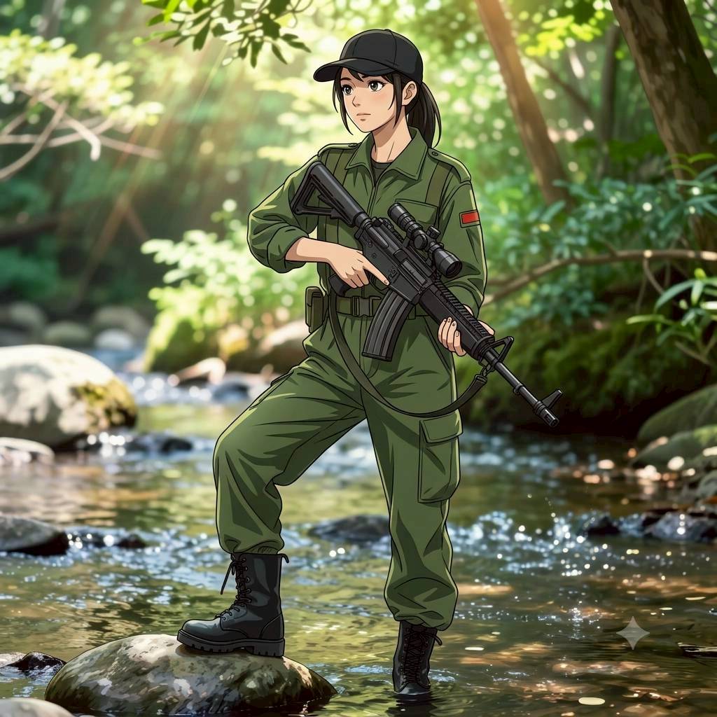 森の中の女兵士