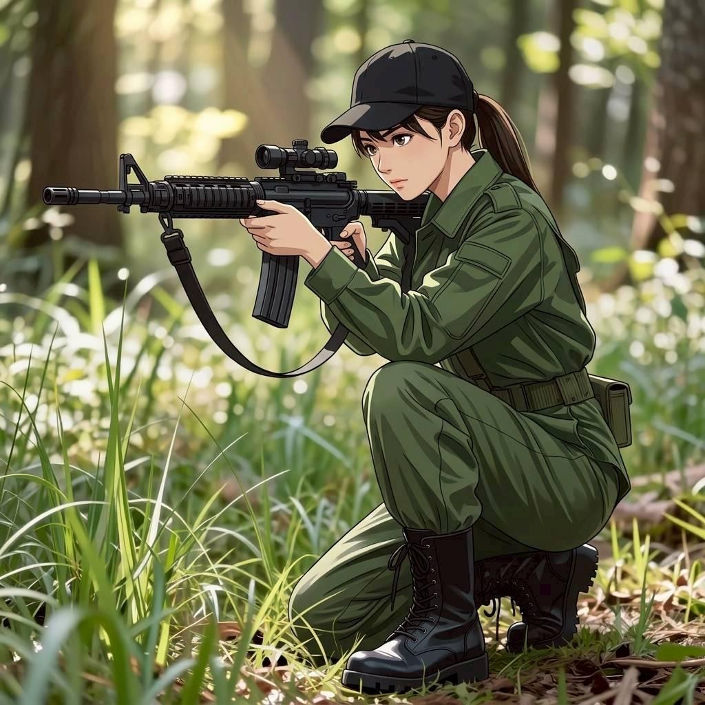 森の中の女兵士