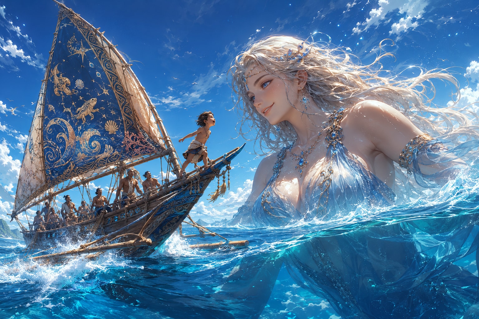 【小さな航海者と蒼海の女神―海の女神ネレイア】