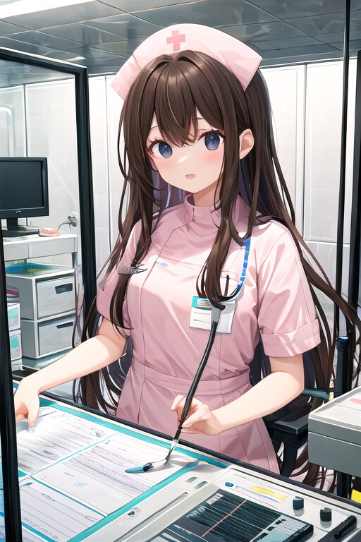 ナースのバイトをしているみことちゃんがさくらちゃんに何やら一言言いたいようです。 | の人気AIイラスト・グラビア