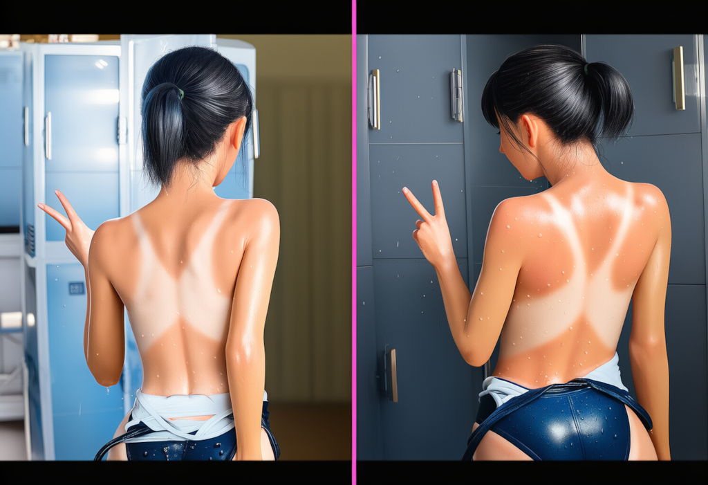 水泳部で日焼け跡の撮影会