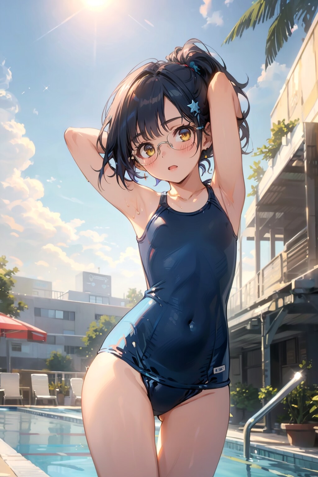 スク水の眼鏡っ娘
