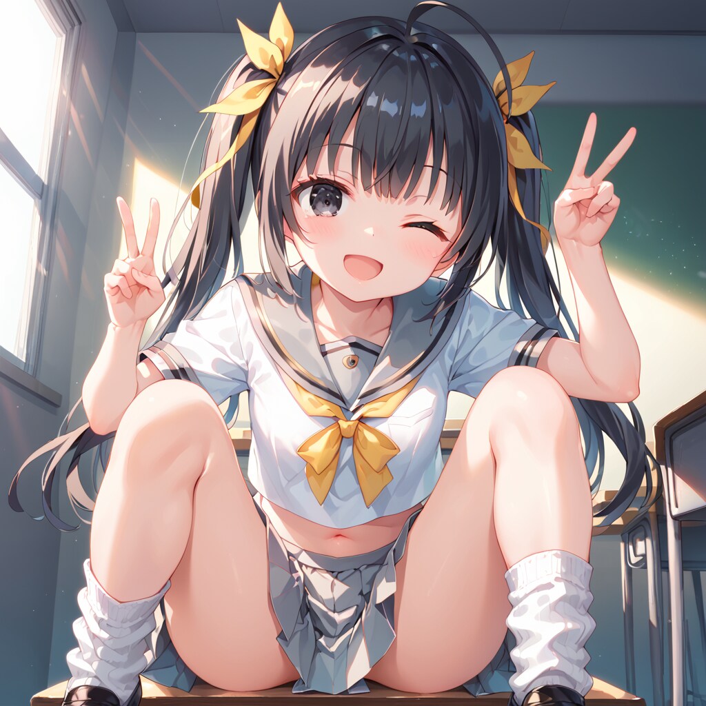 制服ツインテちゃん元気いっぱい！「投稿練習」