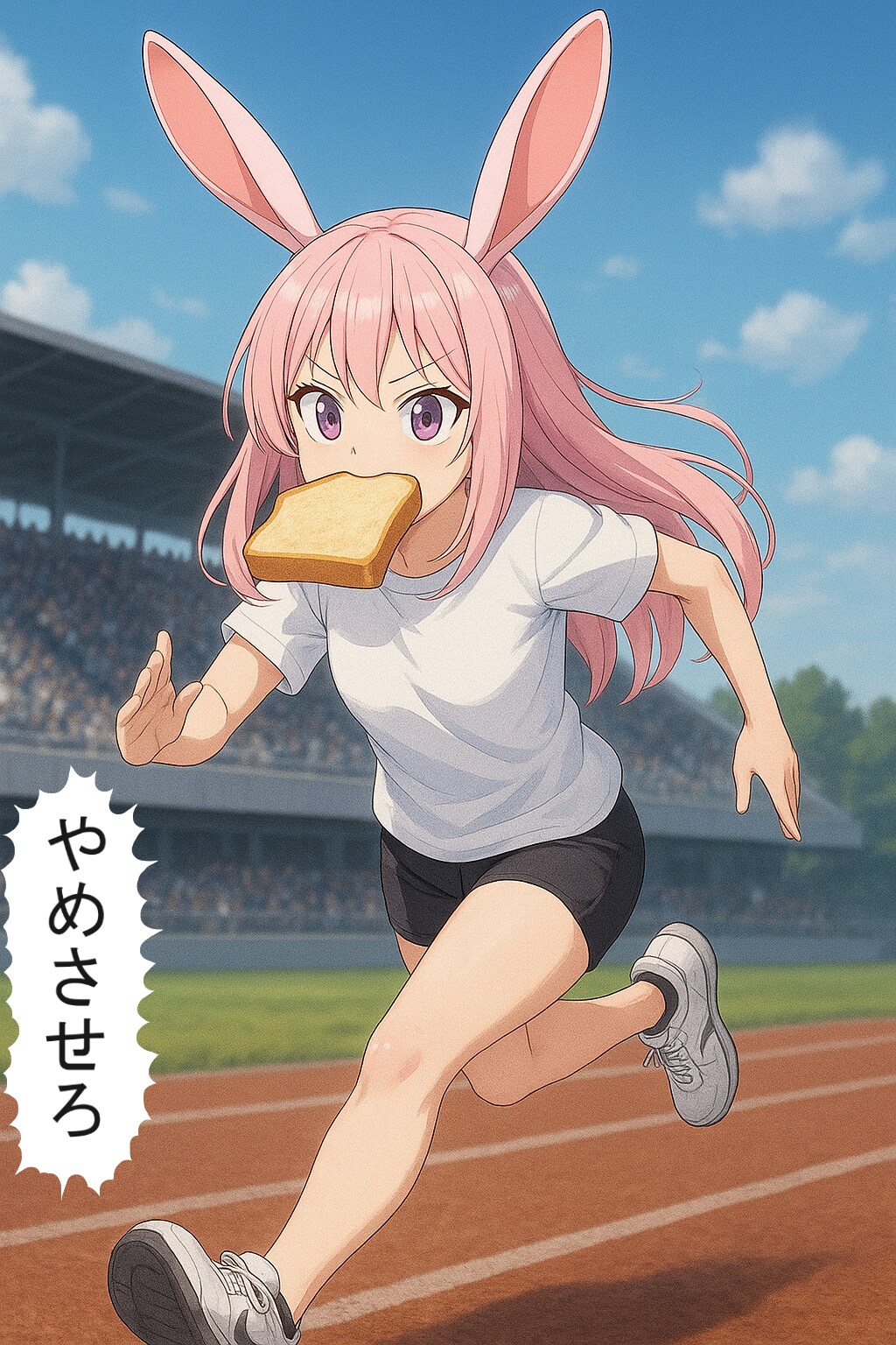 消化にも悪く窒息の危険がある命にかかわる走り方でカロリーポイントをその場で獲得する兎耳系女子