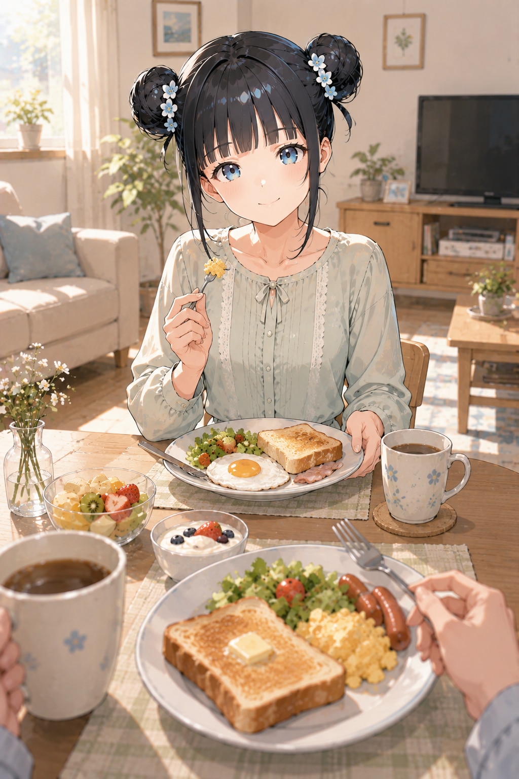 おだんごちゃん🍡✨と朝ごはん🍚✨　8/13 | の人気AIイラスト・グラビア