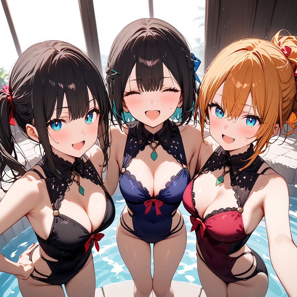 仲良し水着美少女
