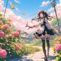 早朝、バラ園の見回りをするゴスロリ少女 2枚目