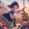 早朝、バラ園の見回りをするゴスロリ少女 4枚目