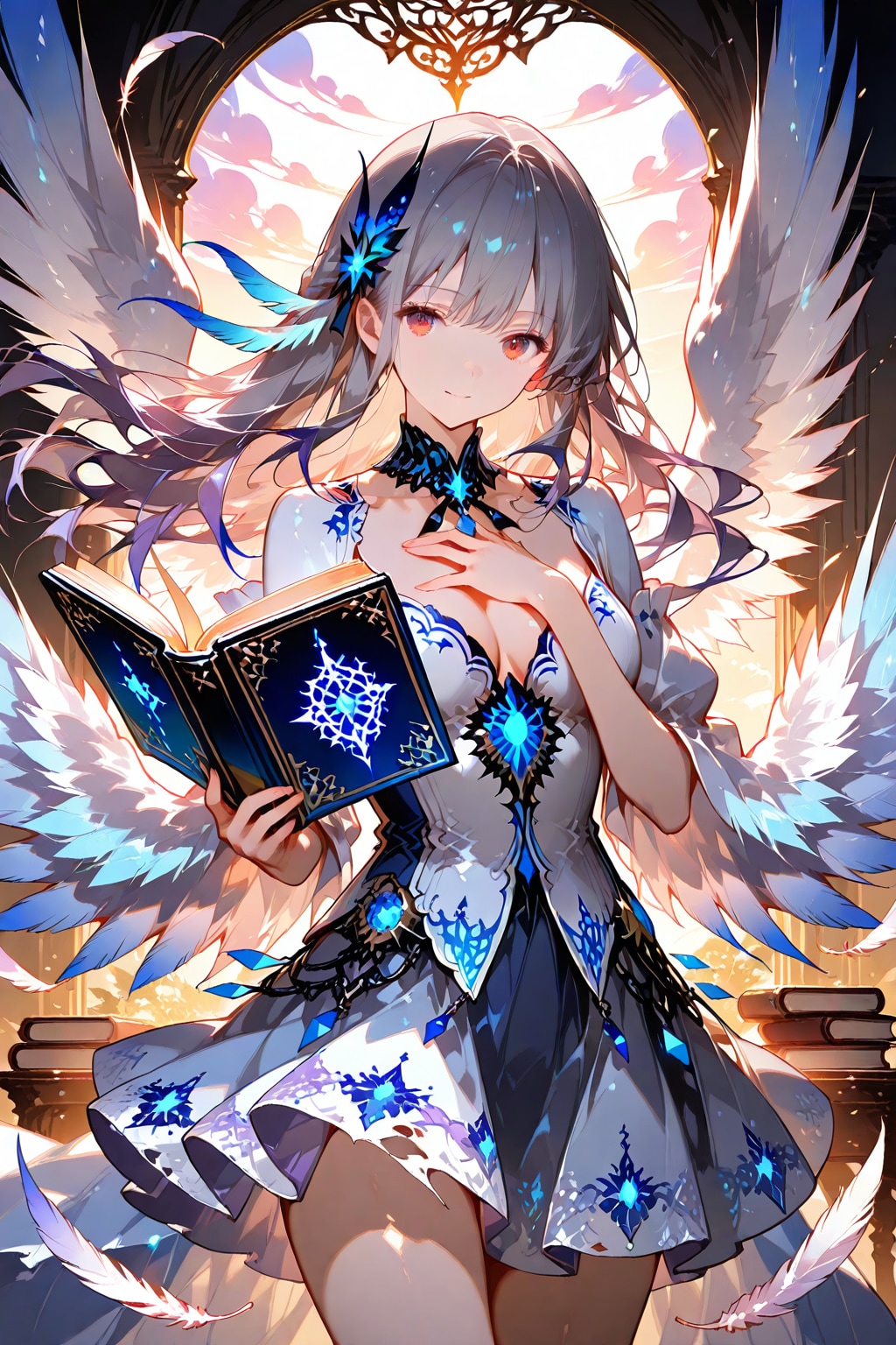 雲間の図書室で、羽はそっと開く | の人気AIイラスト・グラビア