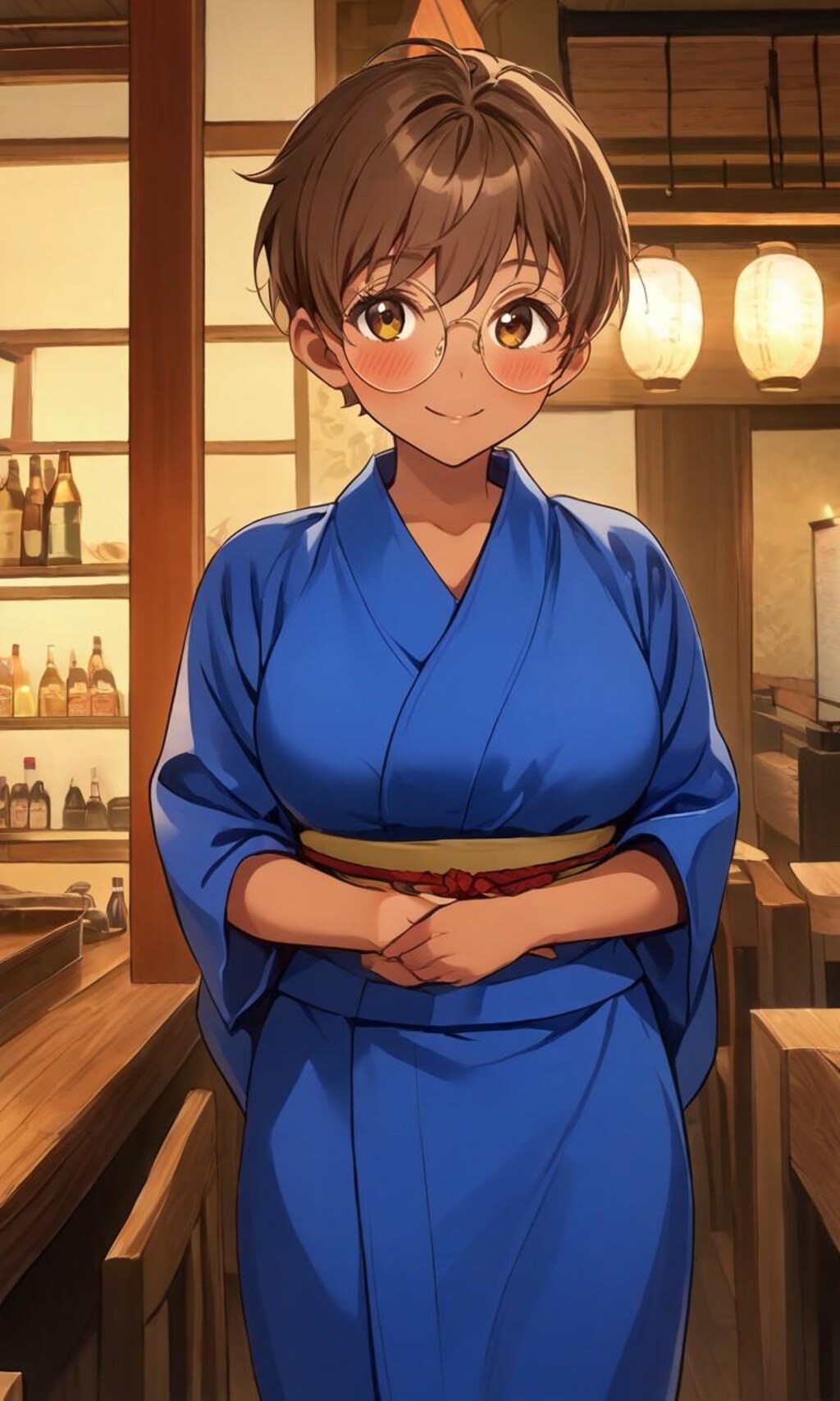 居酒屋でバイトする眼鏡っ娘