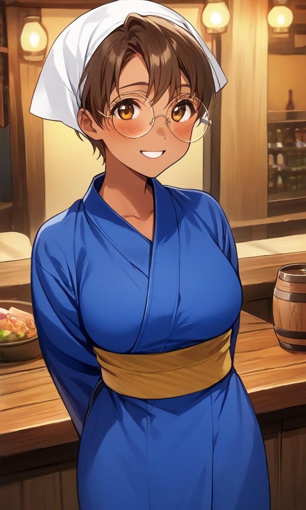 居酒屋でバイトする眼鏡っ娘