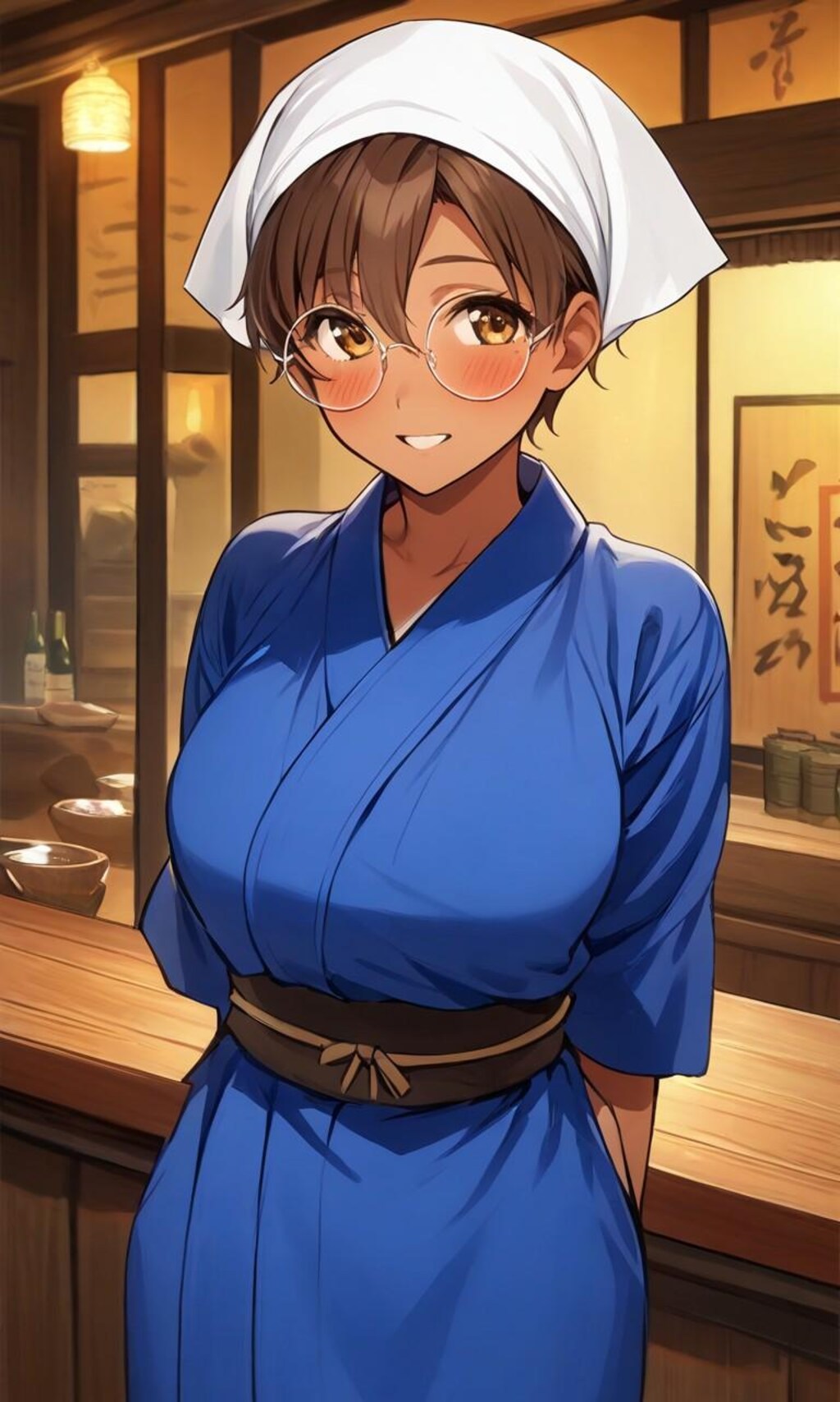 居酒屋でバイトする眼鏡っ娘