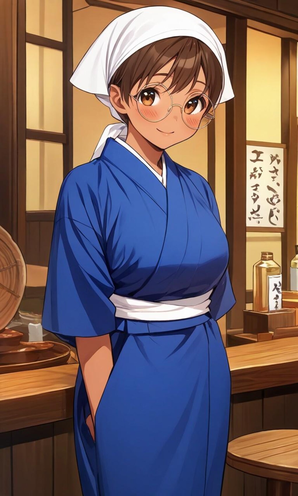 居酒屋でバイトする眼鏡っ娘