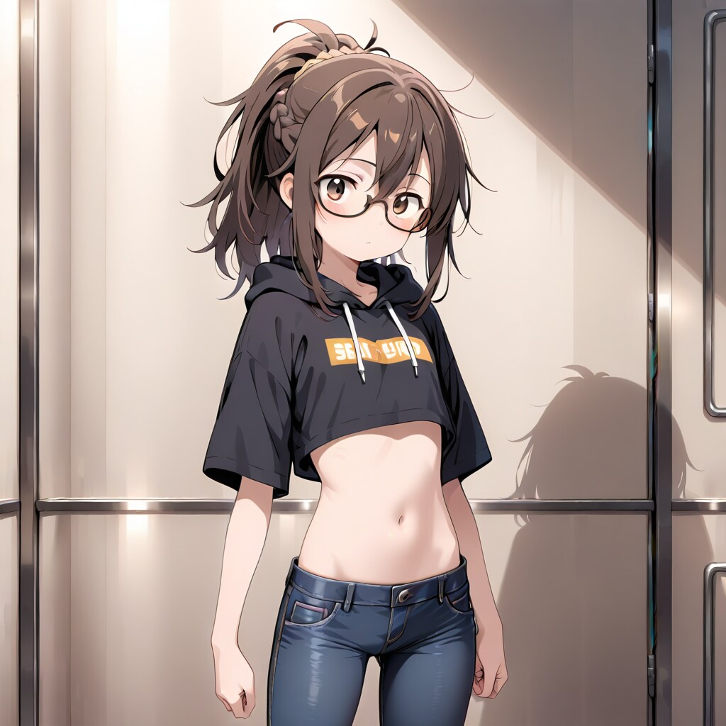 ヘソ出しめがねちゃん　その彼女に何があったのか！？