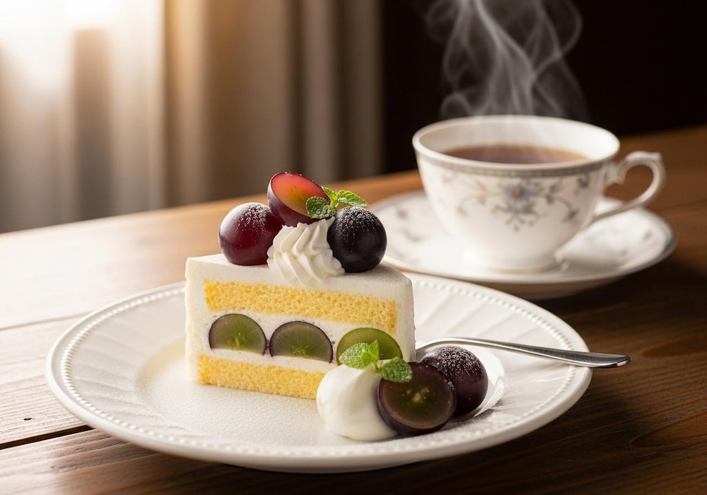 デザートの葡萄ケーキ