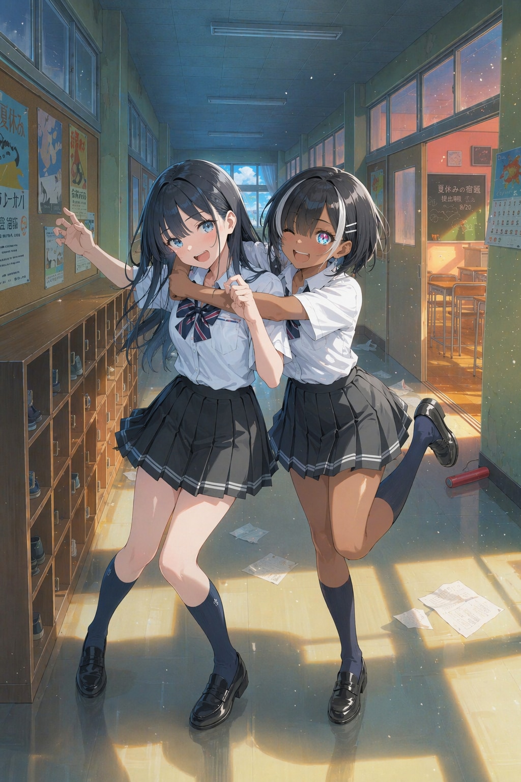放課後の廊下で（AI画像合成習作） | の人気AIイラスト・グラビア