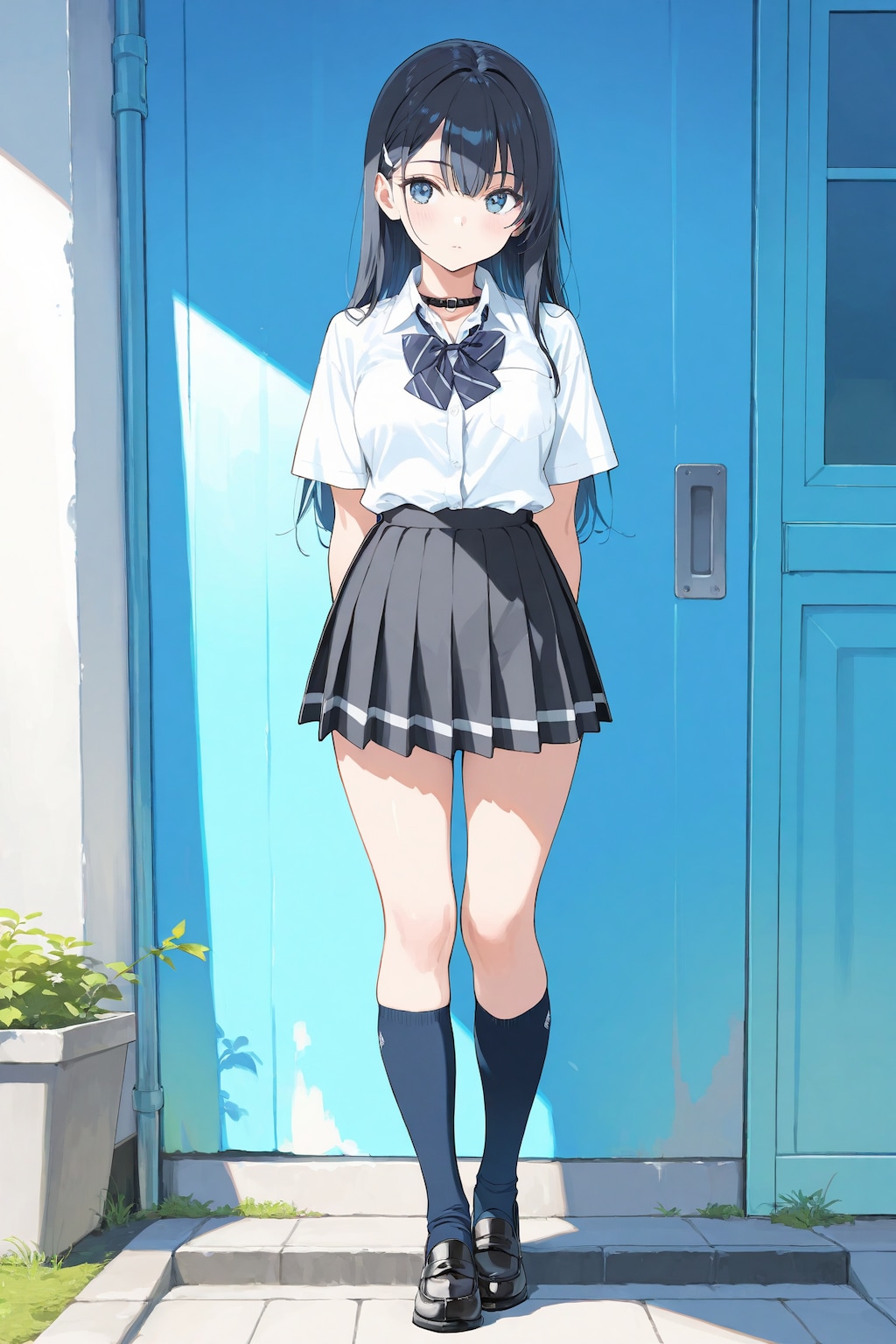 放課後の廊下で（AI画像合成習作）