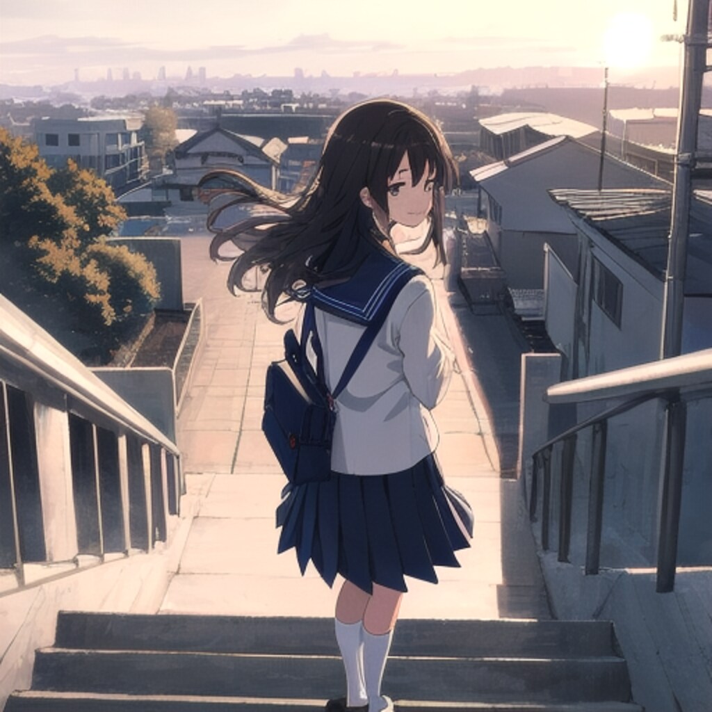 階段の女の子
