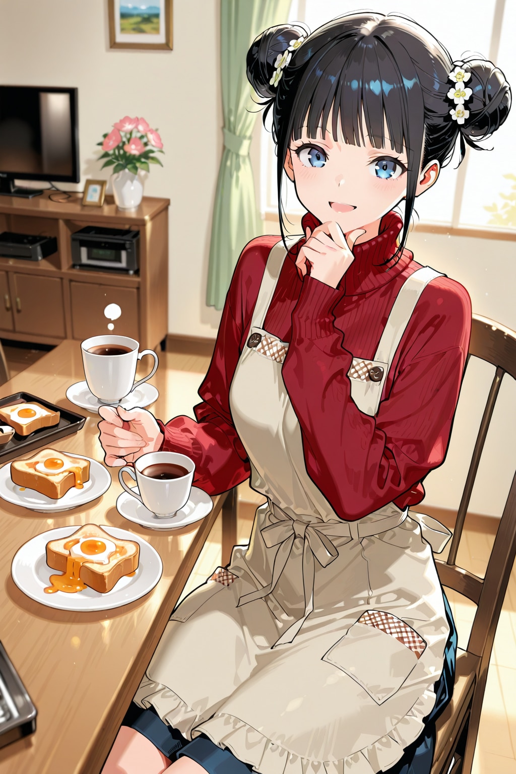 おだんごちゃん🍡✨と朝ごはん🍚✨　4/3 | の人気AIイラスト・グラビア