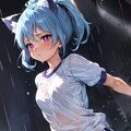 突然の雨に濡れる体操服 2枚目