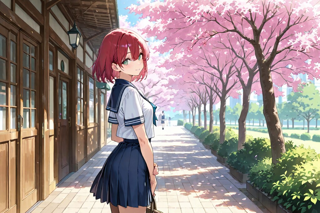 旧校舎の桜並木