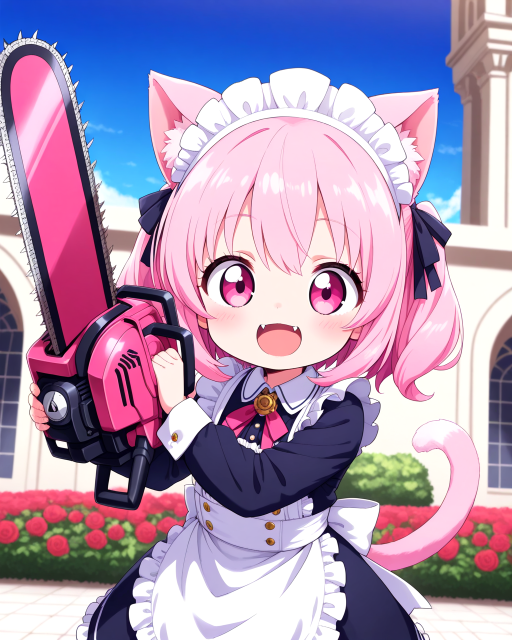 さぁ、薔薇の手入れをするにゃん♡