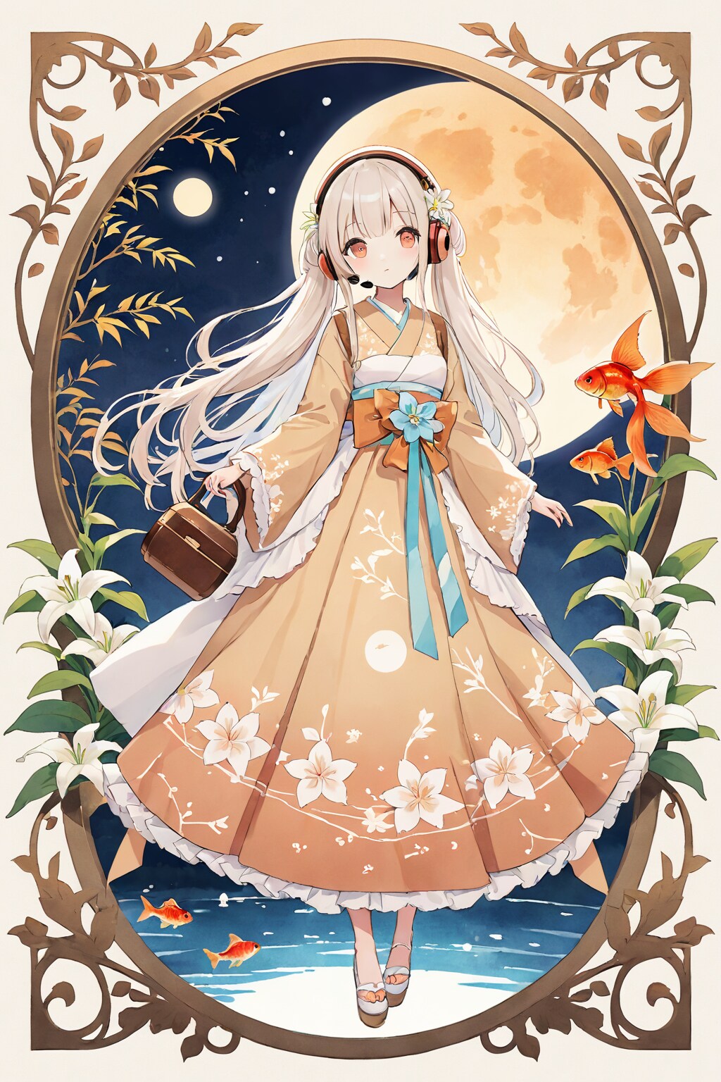 月と金魚とヘッドフォン 白の巻