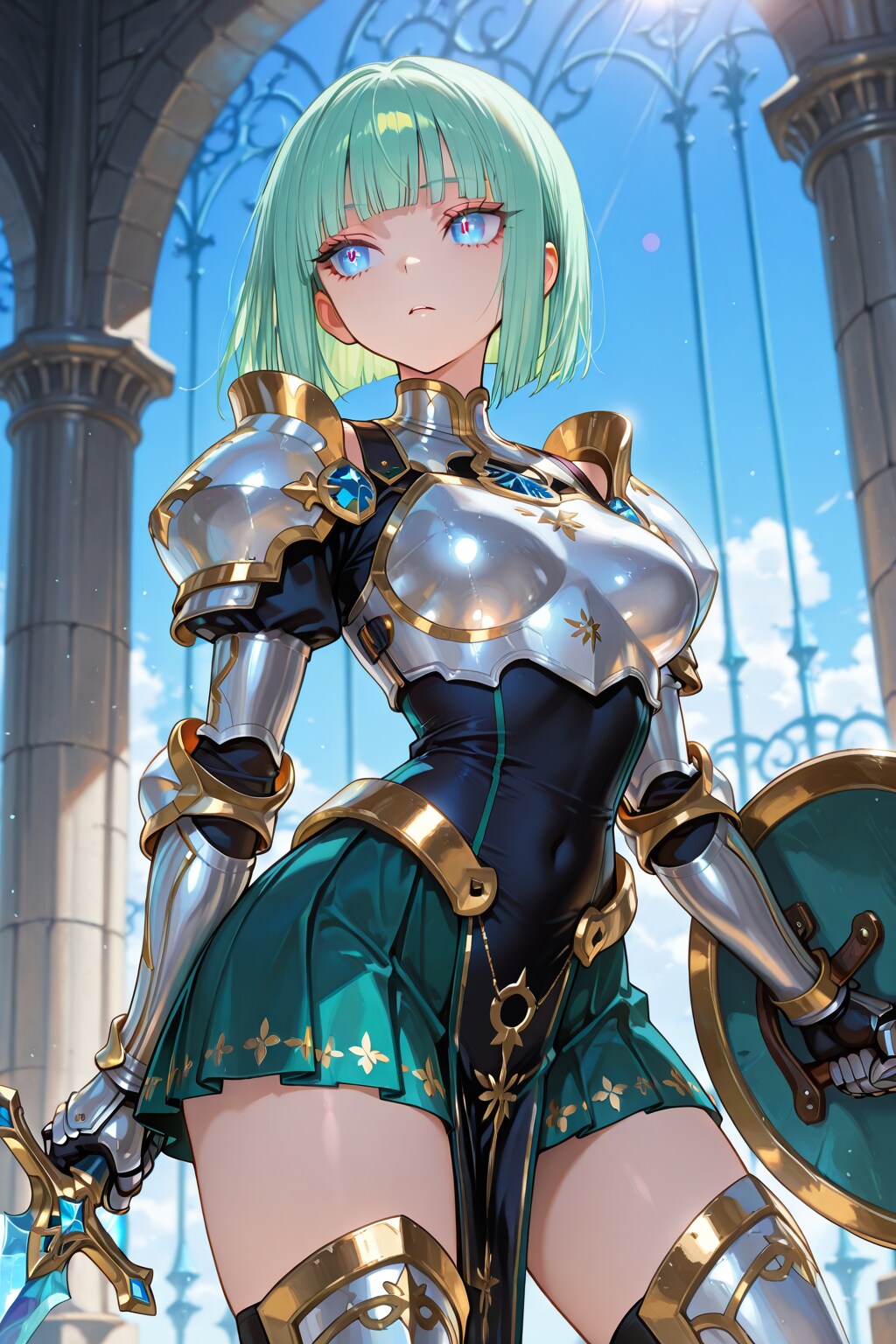 神殿を背に立ち塞がる刃 | の人気AIイラスト・グラビア