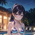 ナイトプールの水着娘4 3枚目