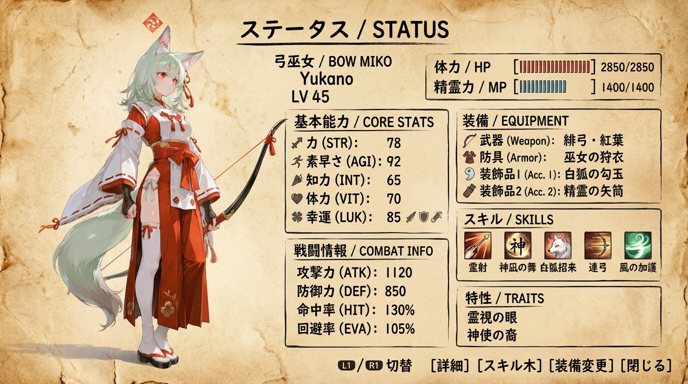 狐娘のステータス | の人気AIイラスト・グラビア