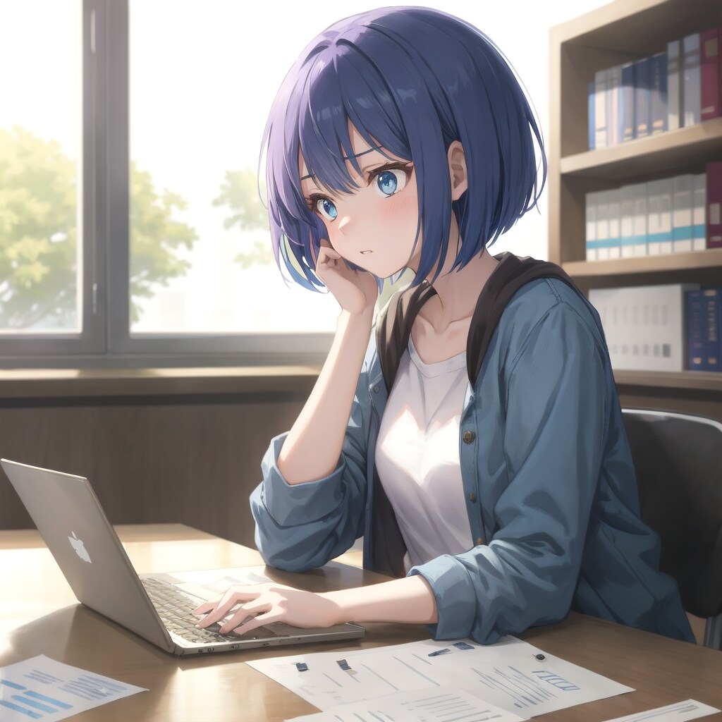 図書館でレポート締切直前！