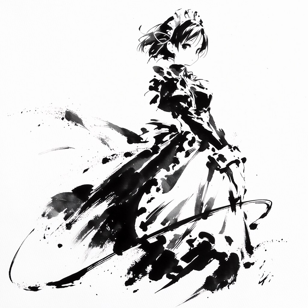 水墨画メイド | の人気AIイラスト・グラビア