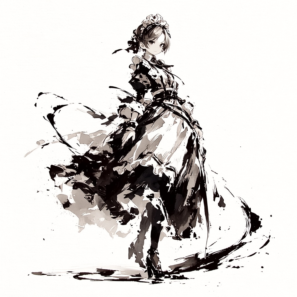 水墨画メイド
