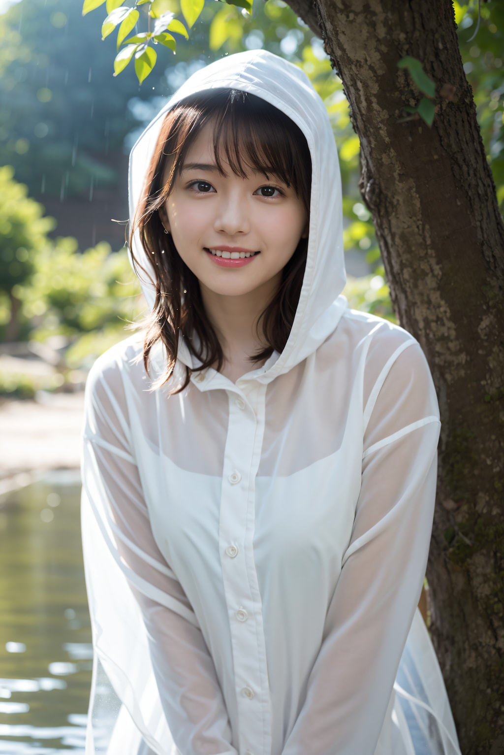 レインコートの女性