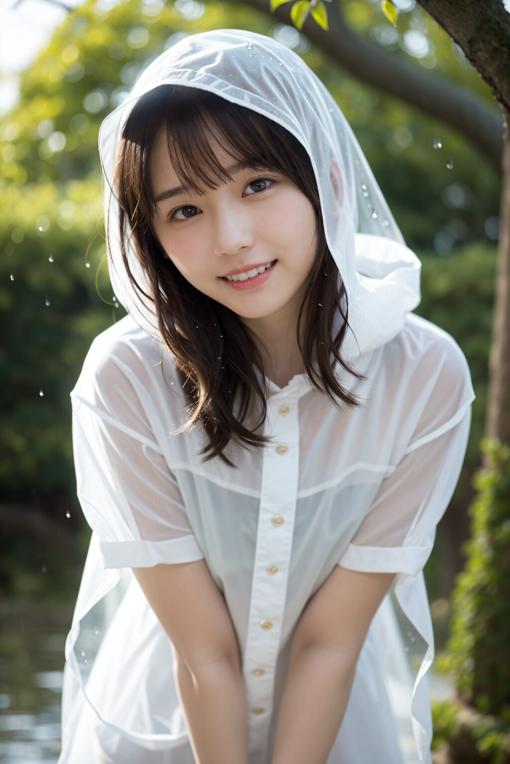 レインコートの女性