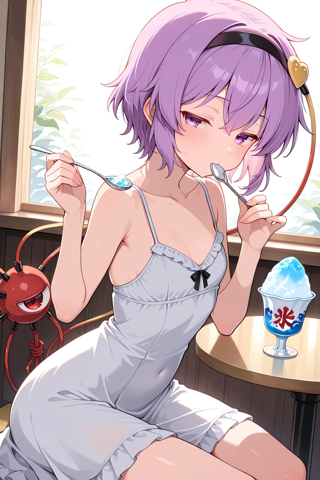 かき氷を食べるさとりちゃん