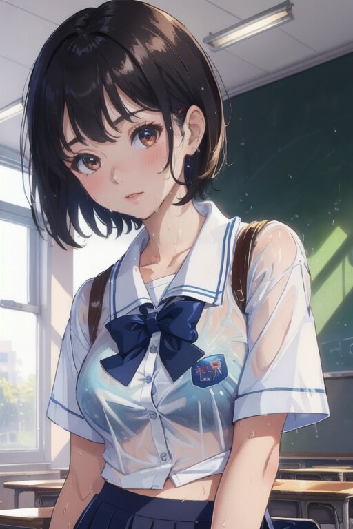 汗だくな女子高生