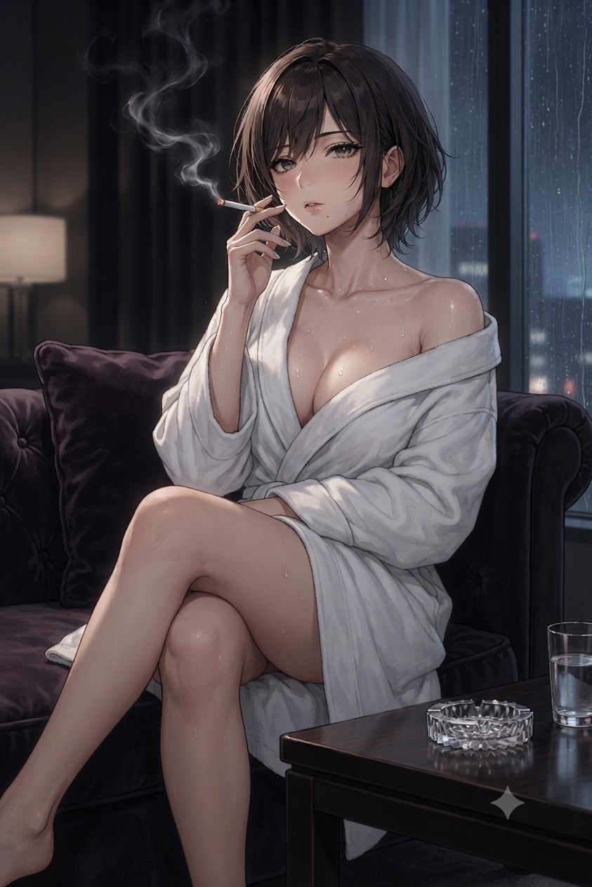 一息つくお姉さん