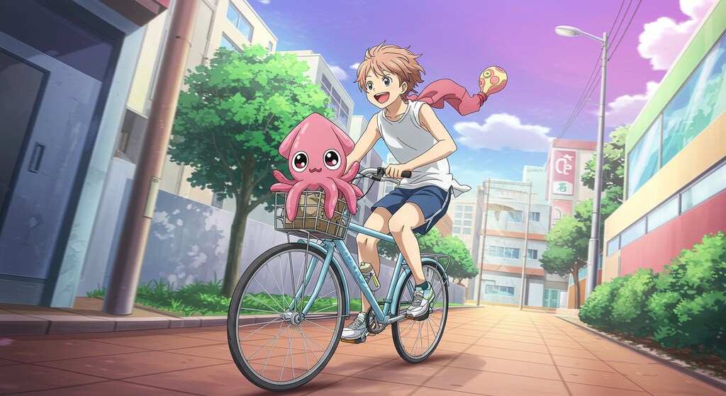 自転車に乗る かがれさん