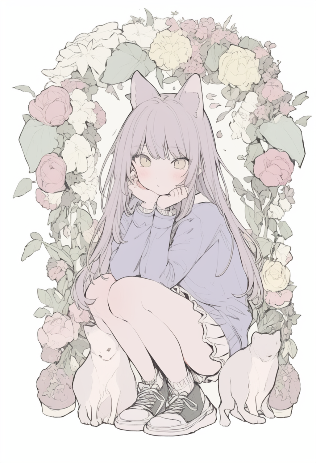 しゃがみ狼さん with.猫