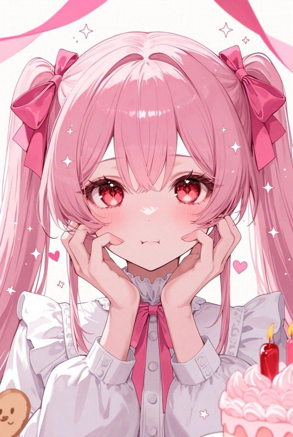 頬に手をそえる