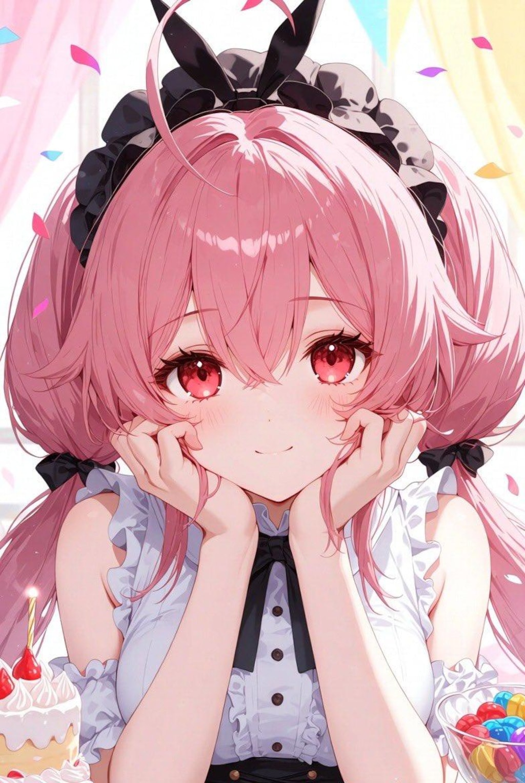 頬に手をそえる