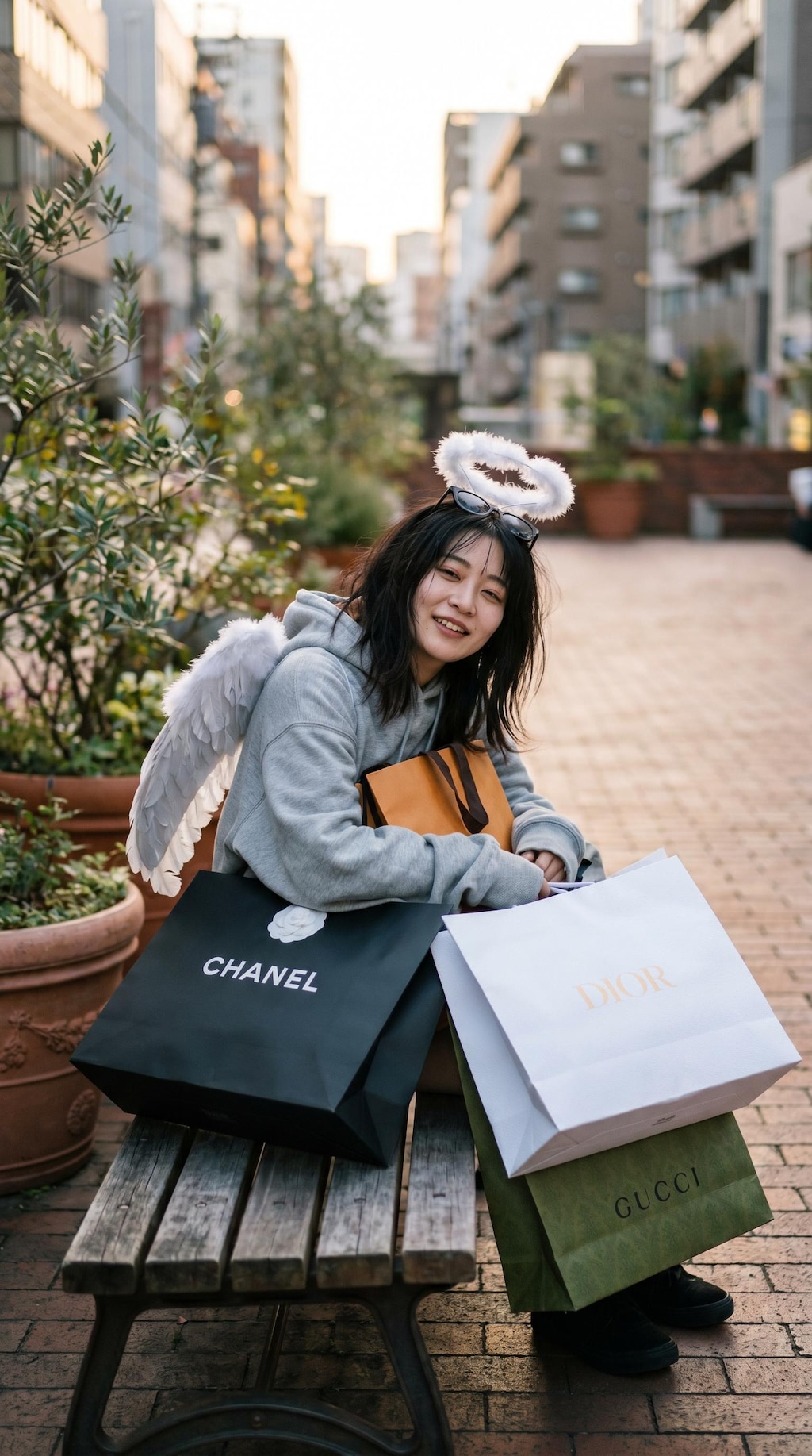 An Angel Carrying Too Many Bags