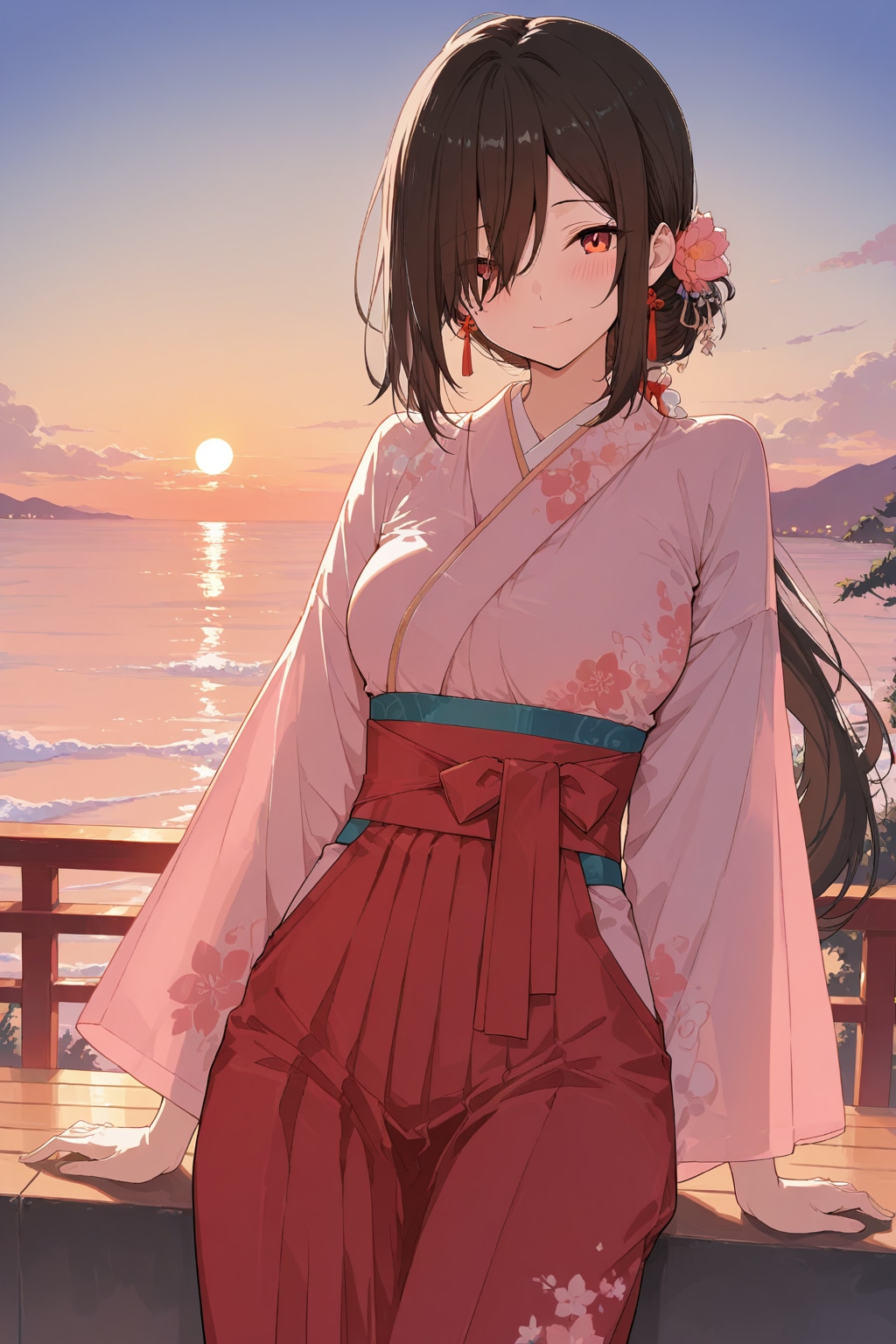 夕暮れの女性