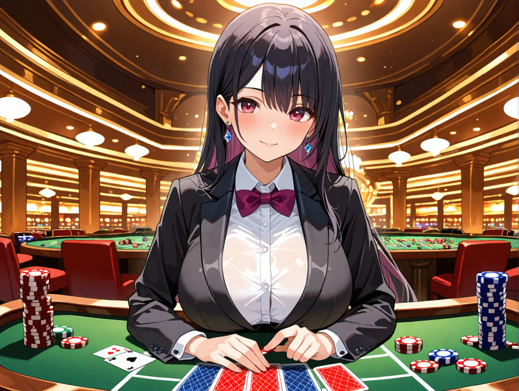 三度同じ相手に勝負をする客とディーラー