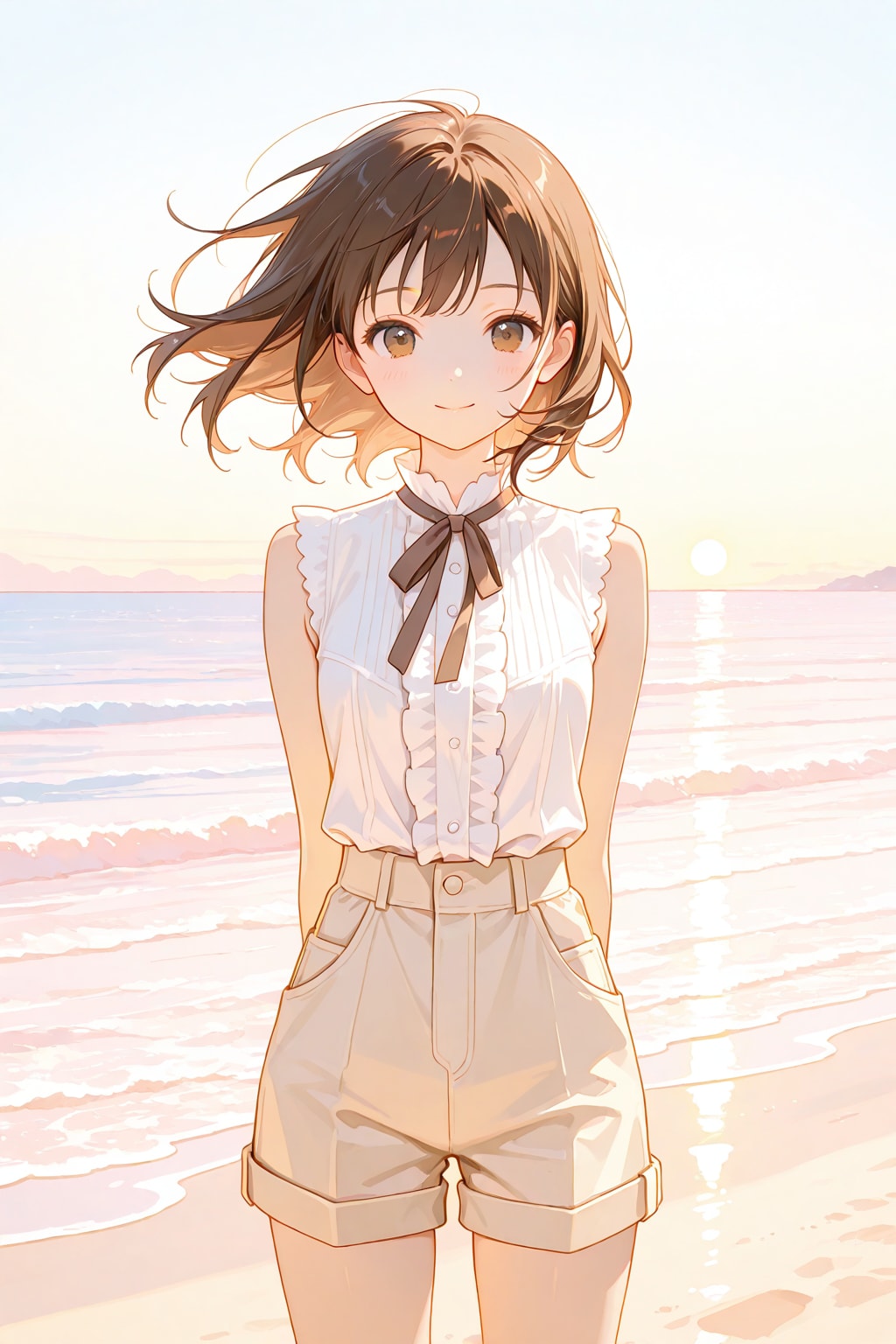 浜辺で