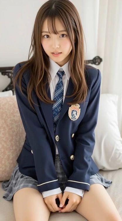 JKくねくねたくし上げパンチラ