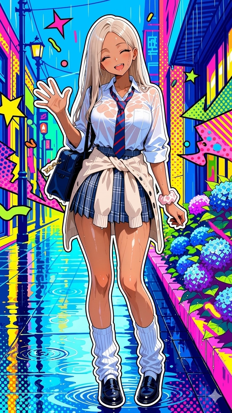 ギャル＋ポップな雰囲気＋紫陽花なやつ