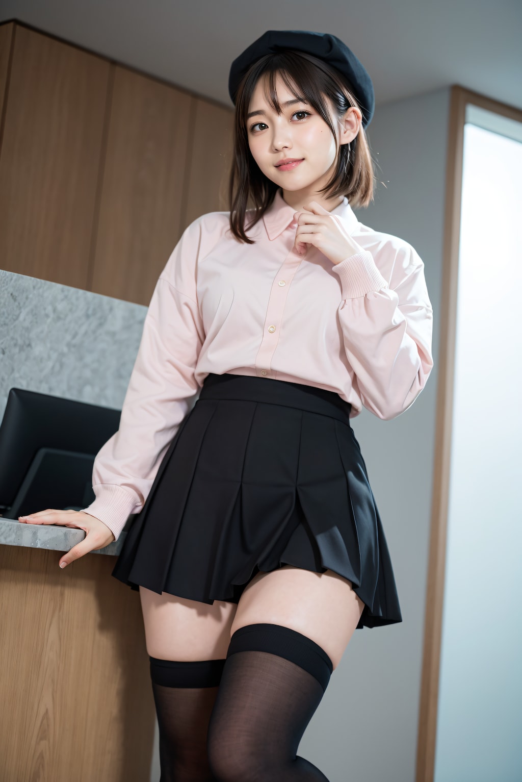 綺麗な足の会社の受付嬢