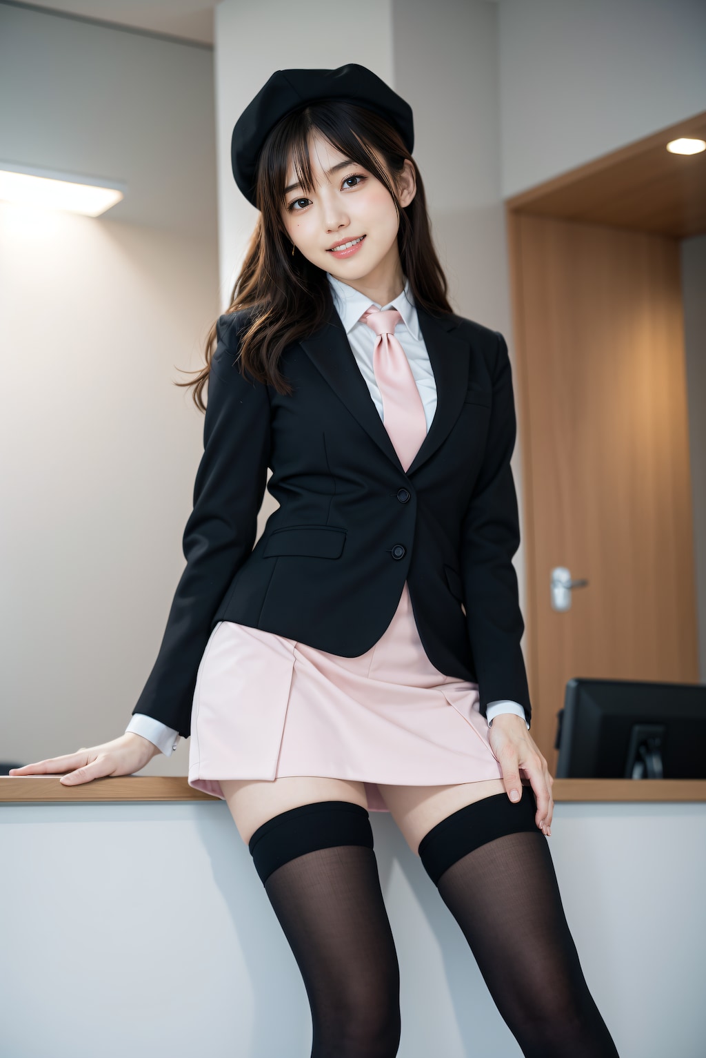 綺麗な足の会社の受付嬢